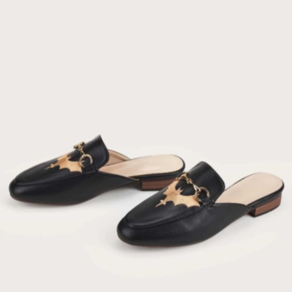 *ISO* Halloween Bat Embroidered Loafer Mules - Picture 2 of 5